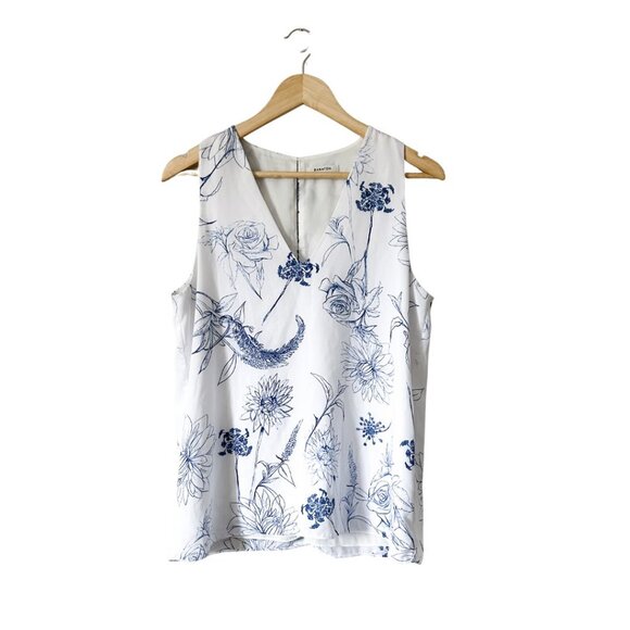 Babaton Tops - Babaton White and Blue Floral Blouse